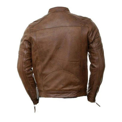 Men’s Brown Moto Rugged Biker Leather Jacket
