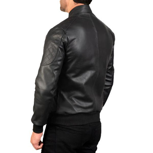 Bravo Bros Sven Men’s Black Leather Bomber Jacket