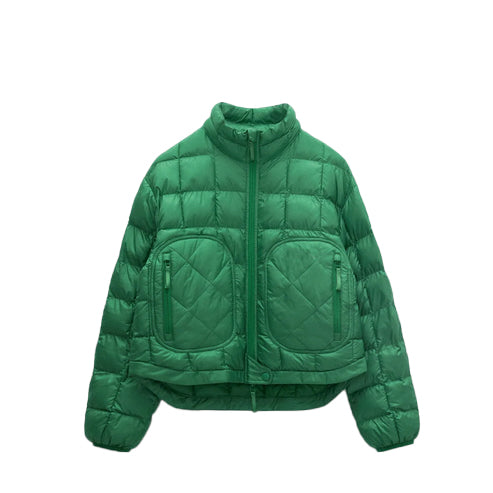 Women’s Green Down Winter Puffer Jacket – Warm & Lightweight
