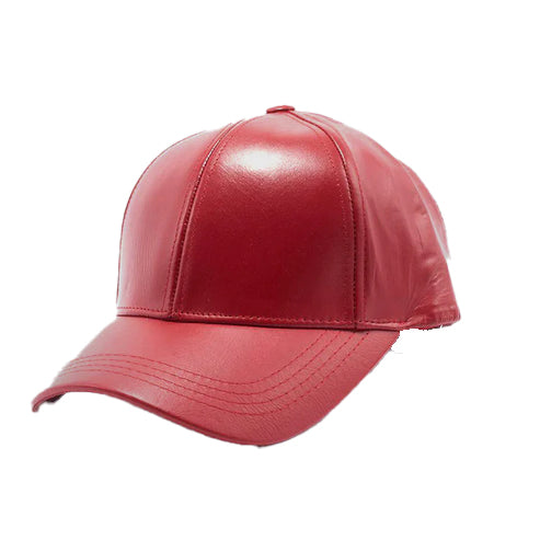 Bravo Bros Men’s Red Lambskin Leather Baseball Cap – Premium & Stylish