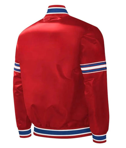 Red Satin Varsity Jacket – Bold & Sporty