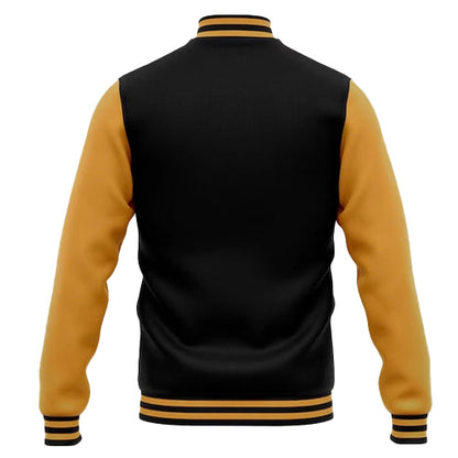 Men’s Black & Yellow Baseball Varsity Jacket – Classic College Style
