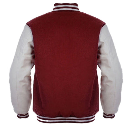 Men’s Maroon & White Letterman Jacket – Classic Varsity Style