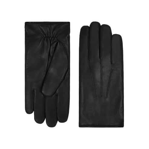 Bravo Bros Men’s Black Lambskin Leather Gloves – Brown Fur-Lined & Warm