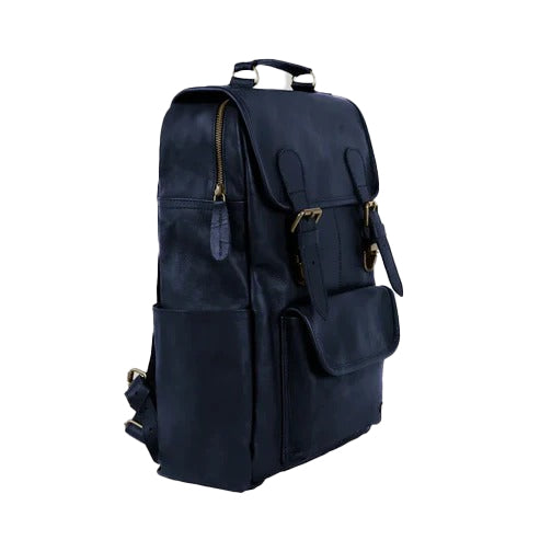 Bravo Bros Men’s Premium Blue Genuine Leather Backpack – Stylish & Durable
