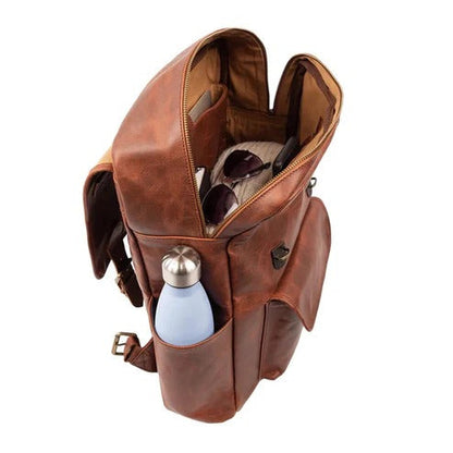 Bravo Bros Men’s Premium Brown Lambskin Leather Backpack – Stylish & Durable
