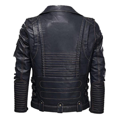 Men’s Black Motorcycle Leather Jacket – Rugged & Stylish