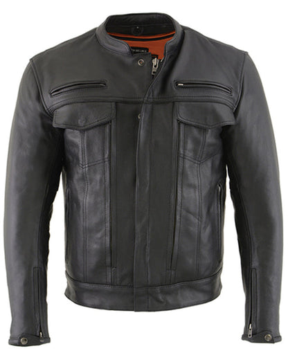 Men’s CoolTec Vented Scooter Leather Jacket – Zip-Front Riding Jacket
