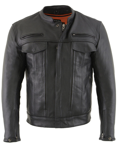 Men’s CoolTec Vented Scooter Leather Jacket – Zip-Front Riding Jacket