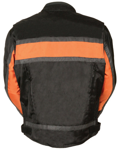 Men’s Reflective Stripe Leather Racer Jacket – Safety & Style