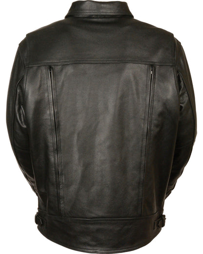 Men’s Premium Utility Cruiser Leather Jacket with Vented Pockets