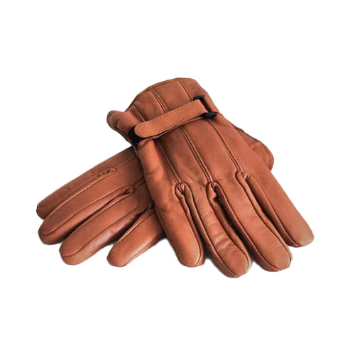 Bravo Bros Men’s Light Brown Sheepskin Leather Winter Gloves