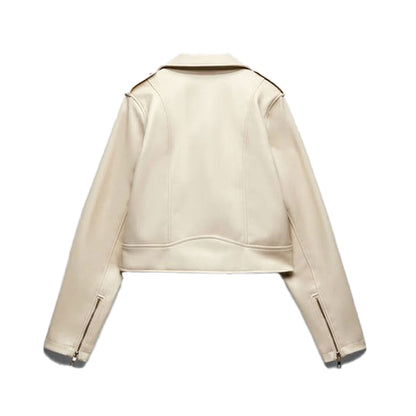 Bravo Bros White Women’s Sheepskin Leather Motorcycle Biker Jacket