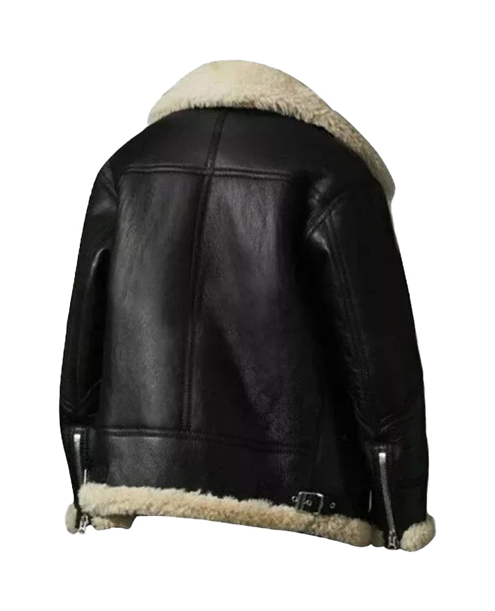 Women’s Ivory Fur Shearling Leather Jacket – Luxe & Cozy by Bravo Bros