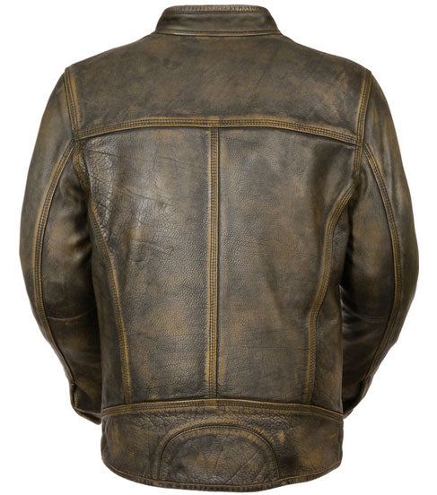 Men’s Brown Distressed Leather Biker Jacket