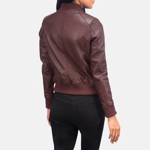 Bliss Maroon Leather Bomber Jacket – Timeless Style & Comfort
