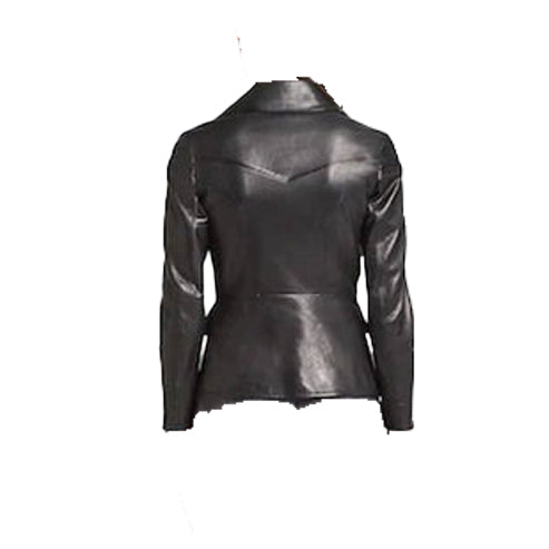 Women’s Black Leather Biker Jacket – Sleek & Timeless by Bravo Bros