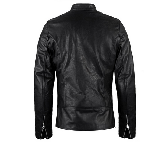 Men’s Black Shearling-Lined Leather Trucker Jacket – Warm & Rugged Style