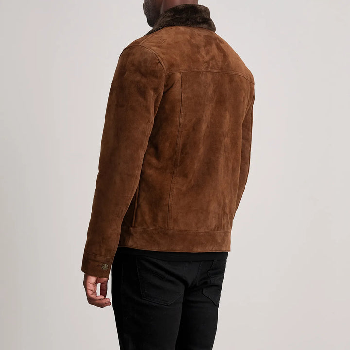 Bravo Bros. Brown Suede Shearling Trucker Jacket – Warm Luxury Winter Style