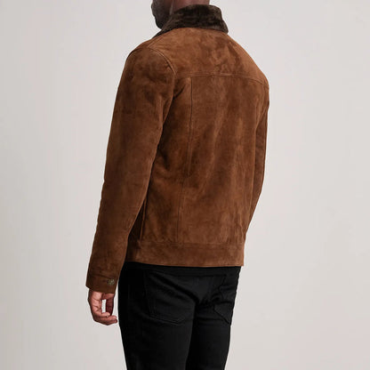 Bravo Bros. Brown Suede Shearling Trucker Jacket – Warm Luxury Winter Style