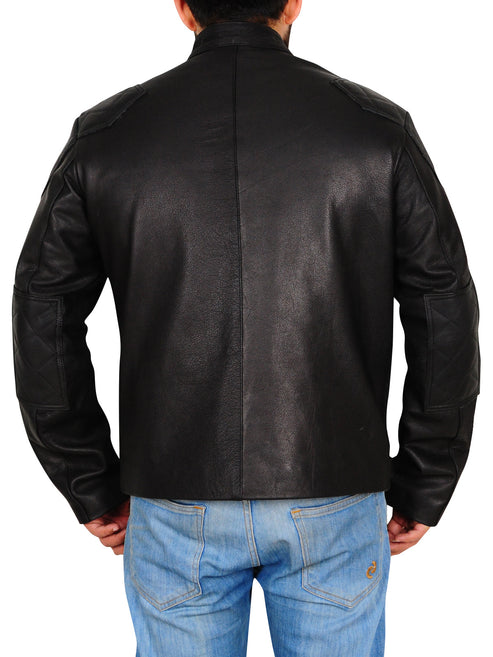 Bravo Bros Men’s Classic Black Leather Biker Jacket