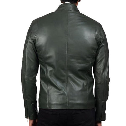 Bravo Bros Ionic Men’s Green Biker Leather Jacket