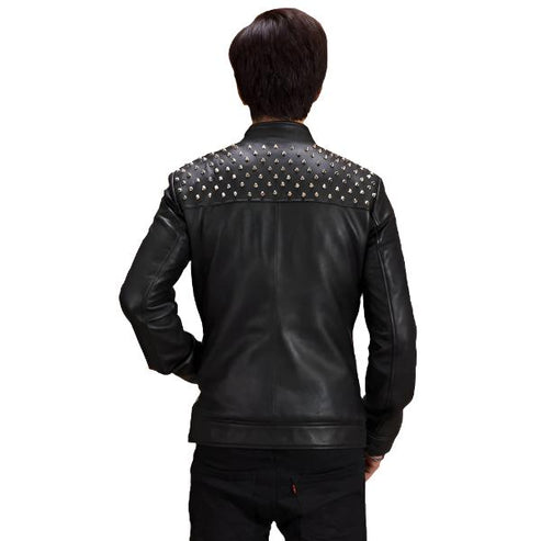 Bravo Bros Shapron Men’s Studded Leather Biker Jacket