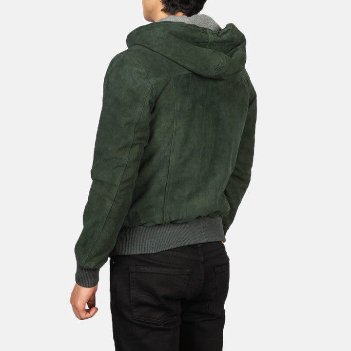 Bravo Bros. Nintenzo Green Hooded Suede Bomber Jacket – Urban Luxury Comfort