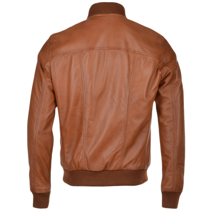 Men’s Tan Brown Waxed Sheepskin Bomber Leather Jacket – Bravo Bros