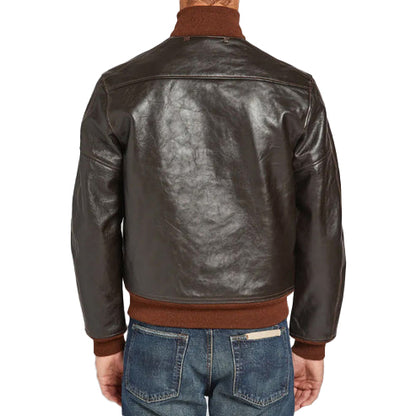 Men’s Vintage Brown A-1 Flight Leather Bomber Jacket