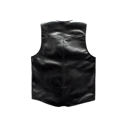 Men’s Classic Black Motorcycle Leather Vest