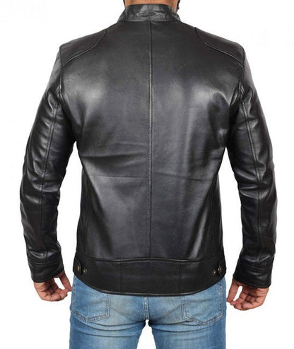 Bravo Bros Men’s Black Lambskin Leather Biker Jacket