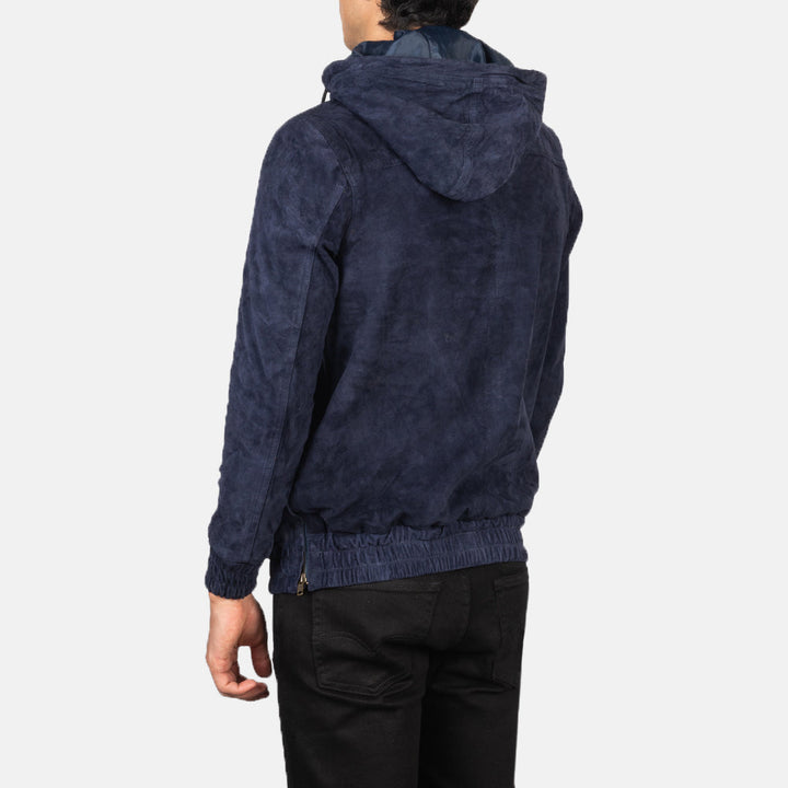 Bravo Bros. Kenton Hooded Blue Suede Pullover Jacket – Urban Luxury Comfort