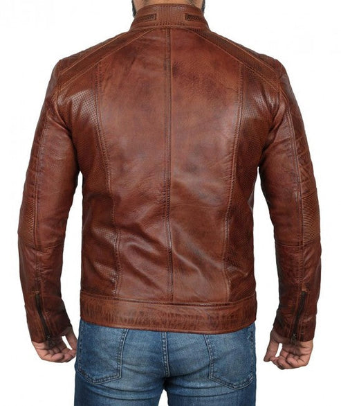 Bravo Bros Austin Men’s Chocolate Brown Waxed Leather Jacket
