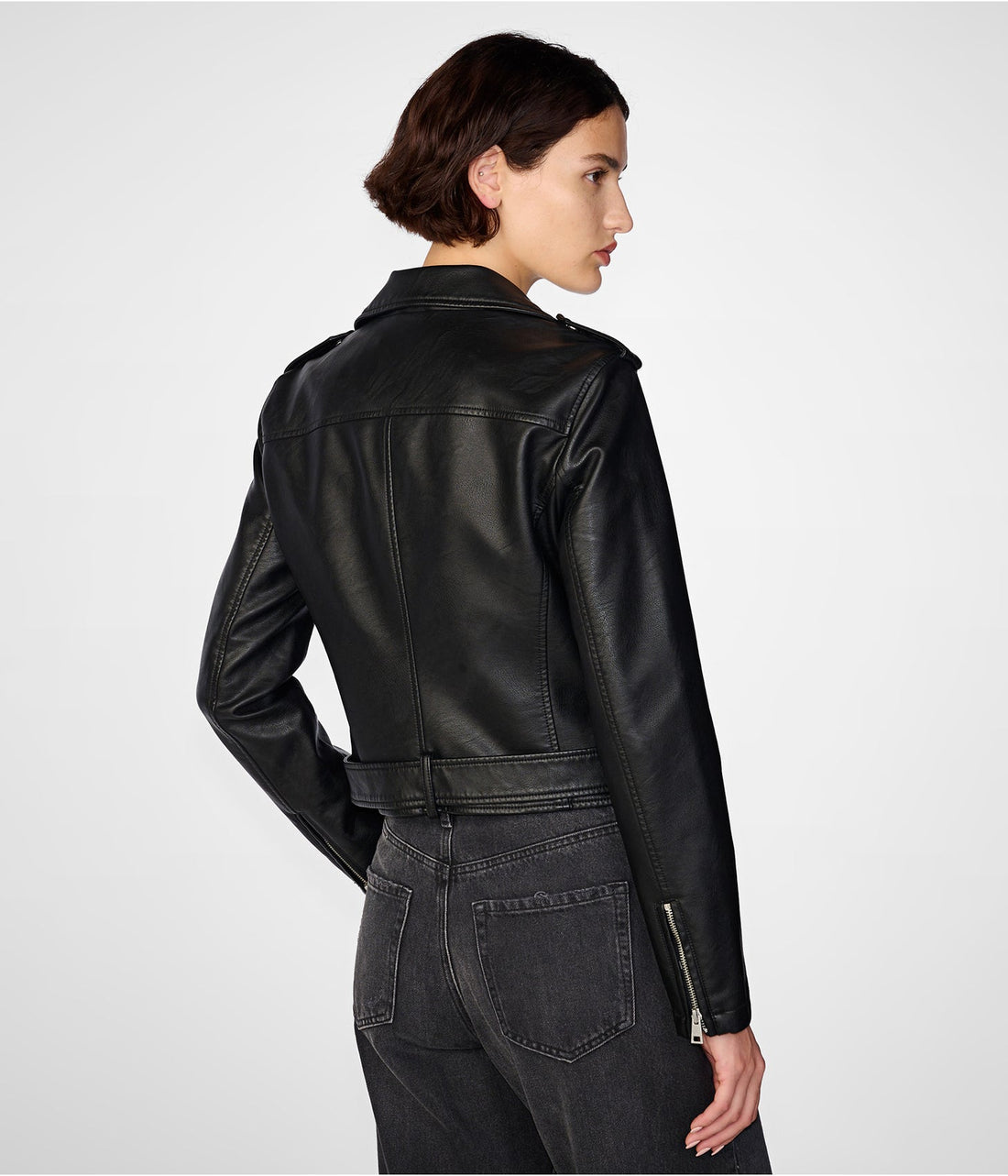 Women’s Black Leather Biker Jacket – Iconic Moto Style
