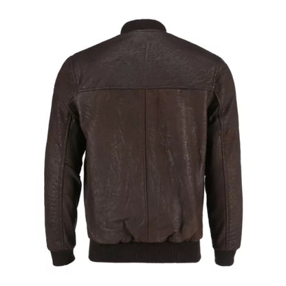 Snuff-Style Real Leather Bomber Jacket