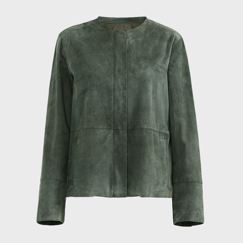 Bravo Bros. Women’s Green Suede Leather Jacket – Elegant Everyday Luxury