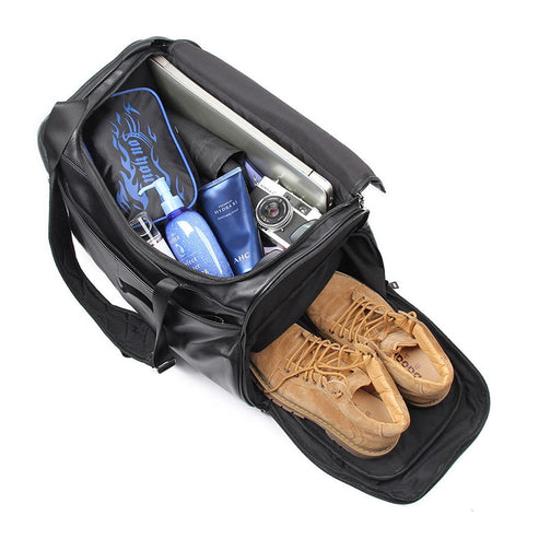 Bravo Bros Midnight Black Premium Leather Travel Bag – Sleek & Sophisticated