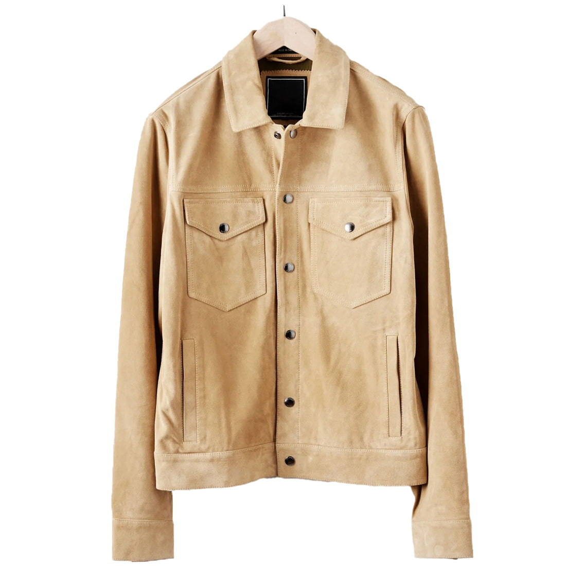 Men’s Cream Brown Suede Leather Shirt Jacket
