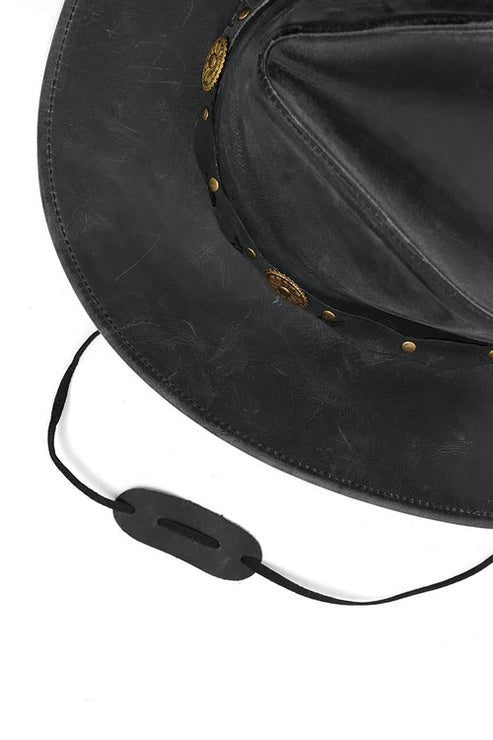 Bravo Bros Faded Black Premium Western Leather Cowboy Hat