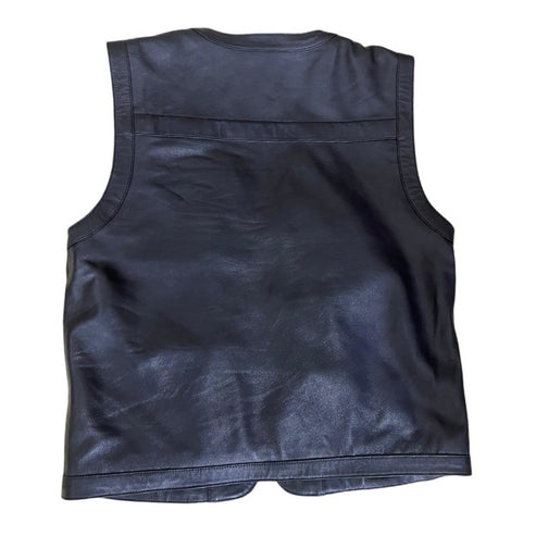 Men’s Safari Black Leather Vest – Premium Rider Style