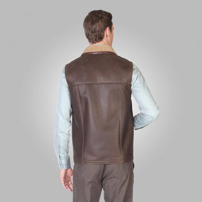Bravo Bros Men’s Chocolate Brown Shearling Leather Vest