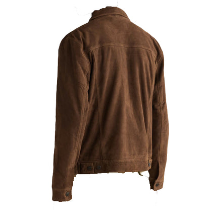 Men’s Brown Suede Leather Iconic Trucker Jacket – Classic & Timeless Style