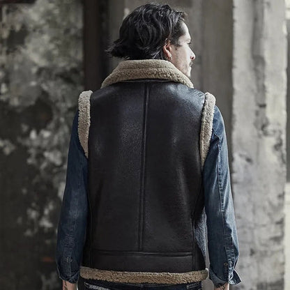 Bravo Bros Men’s Chocolate Brown Leather Shearling Vest