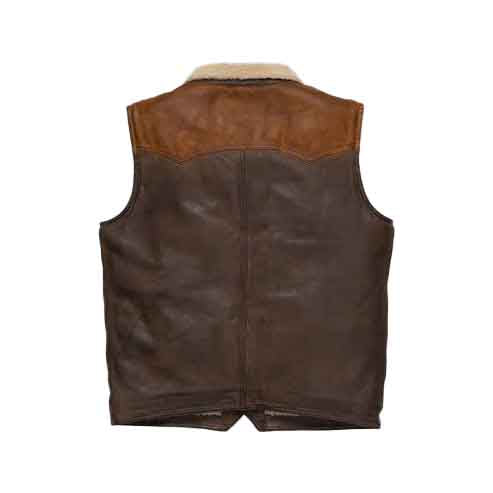 Men’s Brown Shearling Sheepskin Leather Vest – Premium Warm Style