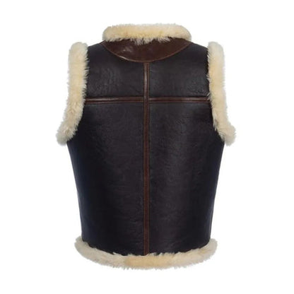 Bravo Bros Men’s Dark Brown Leather Shearling Vest