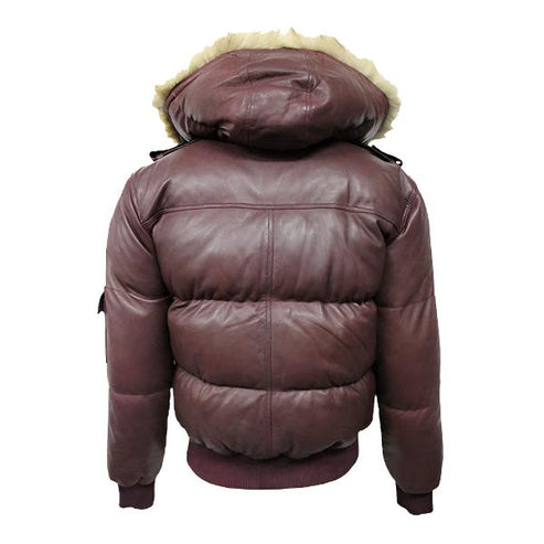 Men’s Winter Warm Hooded Lambskin Puffer Bomber Jacket