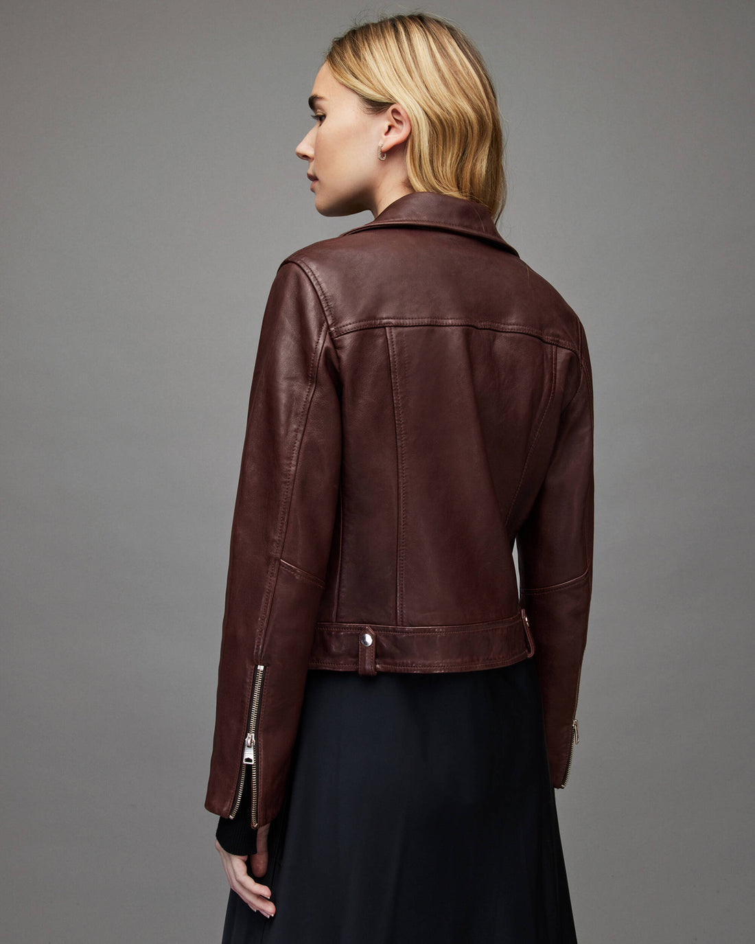 Women’s Maroon Leather Biker Jacket – Timeless Moto Style