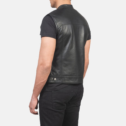 Bravo Bros Atlas Men’s Black Moto Leather Vest