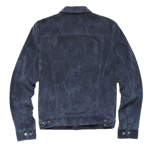 Men’s Blue Suede Leather Biker Shirt Jacket